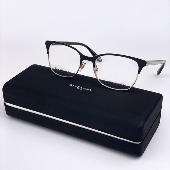 NEW Givenchy GV0076 2M2 Black Gold Rectangle Women Eyeglasses - Picture 1 of 11